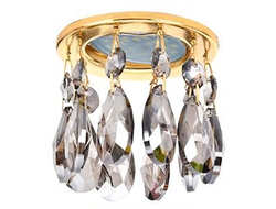 Светильник встраиваемый Ecola CR1006 MR16 GU5.3 круг стекло каплевидные хруст. тонир./золото 84x100 FF16RVECB