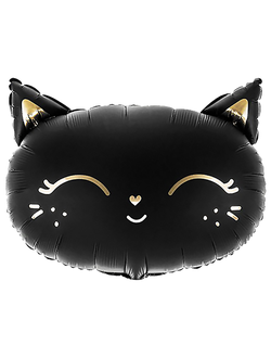 шар фигура голова Магический котенок черный 48см 1шт