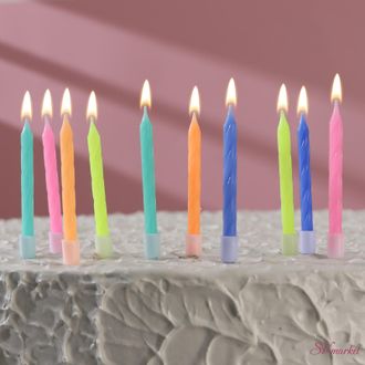 Набор свечей для торта &quot;С Днём Рождения&quot;, неоновые, МИКС , 10 шт