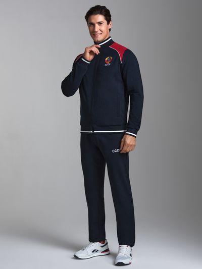 Спортивный костюм с символикой СССР , 11SKM-1746, темно-синий.