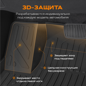Коврик салонный полиуретановый (черный) для Volkswagen Tiguan (17-Н.В.)  (Борт 4см)