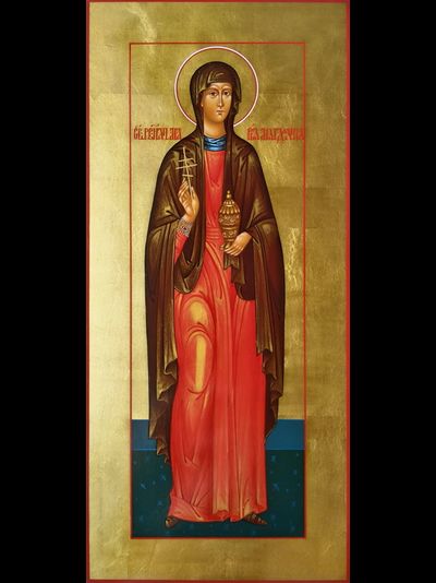 Мария Магдалина, святая равноапостольная, мироносица. Рукописная мерная икона.