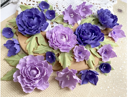 Набор цветов из ткани пионовидные розы, цвет фиолетовый/сиреневый