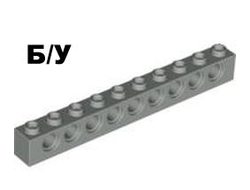 ! Б/У - Technic, Brick 1 x 10 with Holes, Light Gray (2730 / 273002) - Б/У