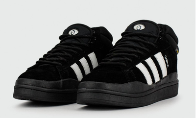 Adidas Campus With Fur Black White с мехом
