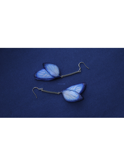 Летние серьги из шёлка "Крылышки Небесной Феи"