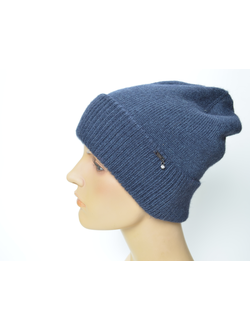 Синяя шапка из альпака и шелка с отворотом Vizio Италия 9015 CRY фото