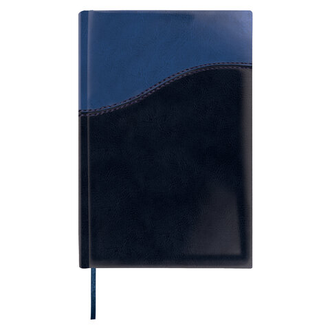 Ежедневник недатированный А5 (138х213 мм) BRAUBERG "Bond", под комбинированную кожу с волной, 160 л., темно-синий/синий, 126220