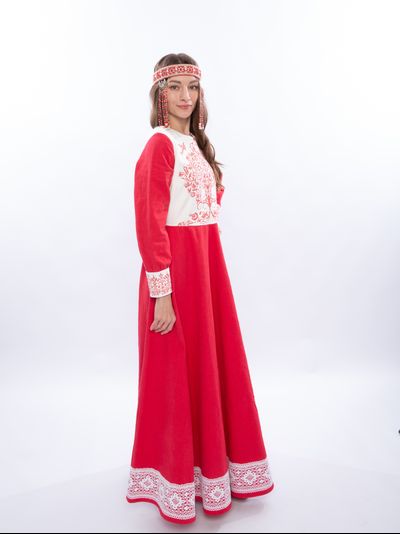 Платье "Древо времени" крапива красное