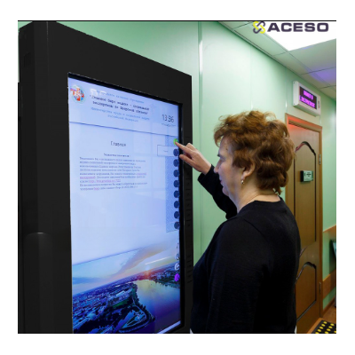 Терминал информационный «Tactile-VERT-1(43)V», тактильно-сенсорный, со стандартным ПО, с индукционной системой, с ИБП, М1