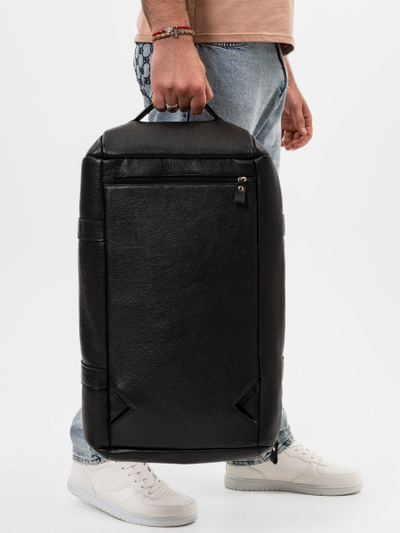 Кожаная дорожная сумка / рюкзак Napoli black 
(арт. 4034-01)