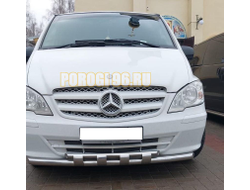 Защита переднего бампера двойная с перемычками d60/42 для Mercedes-Benz Vito (2010-2014)