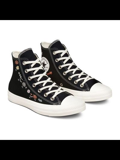 Кеды Converse All Star черные высокие с вышивкой