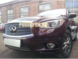 Защита радиатора Infiniti JX35 2012-2014/QX60 2014-2016 black верх PREMIUM