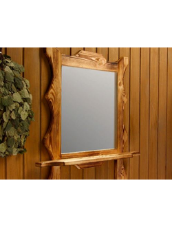 Зеркало резное «Квадрат» с полкой, обожжённое, 53×53×15 см