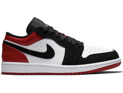 Nike Air Jordan 1 Retro Black Toe Low Black Red (Экокожа) фото