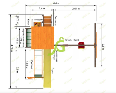 Деревянная детская площадка для дачи IgraGrad Панда Фани Gride с рукоходом