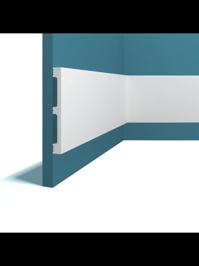 Плинтус напольный Перфект Plus P84, из дюрополимера, влагостойкий, под покраску, 2 метра