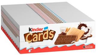 Шоколадно-молочное печенье Kinder Cards, 128гр