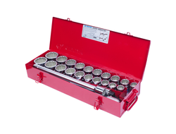 Набор торцевых головок с принадлежностями 3/4", двенадцатигранные, 22-50 мм, 1"-2", 24 предмета KING TONY 6224CR