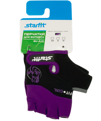 Перчатки для фитнеса STARFIT SU-113, черные/фиолетовые/серые
