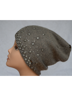 Женская вязаная шапка со стильными украшениями Vizio 6570 ореховая