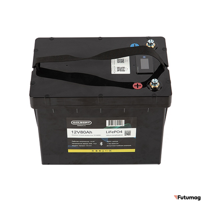 Литиевый тяговый аккумулятор Gelbert LiFePO4 (12V/80Ah/80А/600Wh) BT/Display