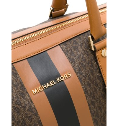 Дорожная сумка через плечо Майкл Корс с логотипом коричневая