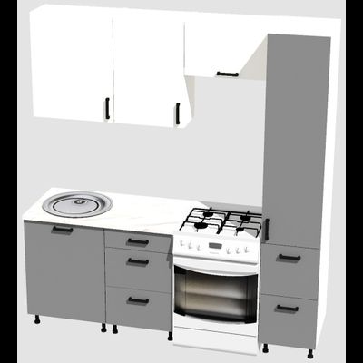 Кухня Эконом 1,5 метра с колонкой (1100х400) Цвет: Белый/Базальт