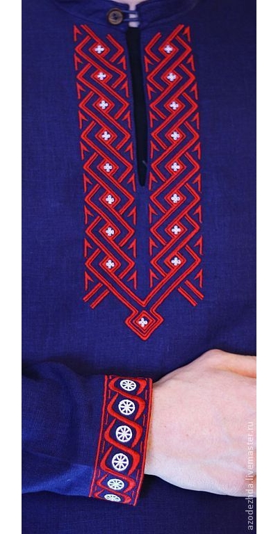 Русская льняная рубаха "Живая вода", 44-60