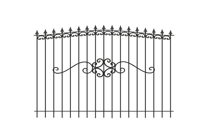 Коис- Мет - эскиз кованый дуговой забор с пиками и барашками
