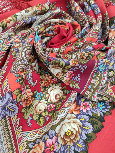 Павловопосадский платок Небесный 391-5