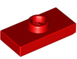 Plate, Modified 1 x 2 with 1 Stud with Groove and Bottom Stud Holder Jumper, Red (15573 / 6092565)