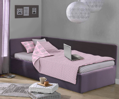 Угловая кровать, тахта, софа, подростковая MyCloud Норд, с подъемным механизмом, бельевым ящиком, боковой спинкой, без ножек