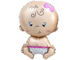 Шар с клапаном (16&#039;&#039;/41 см) Мини-фигура, Малышка девочка, Розовый, 1 шт.