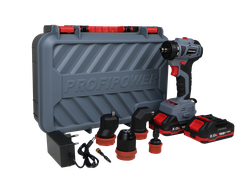 Аккумуляторный бесщеточный шуруповерт со сменными насадками PROFIPOWER MKBL-18BM