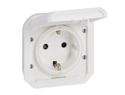 Розетка 2К+З с землением винтовая IP55 механизм, белый - Legrand 069639L - Plexo New