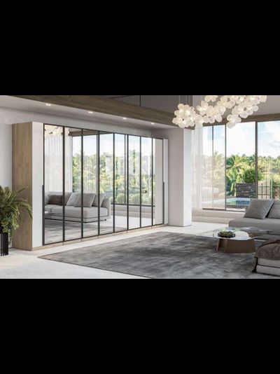 Этна шкаф Ш 57*100 Дуб эндгрей/Софт грей с зеркалами