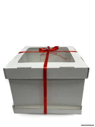 Коробка для торта с окном 30 x 30 x 20 см Белая