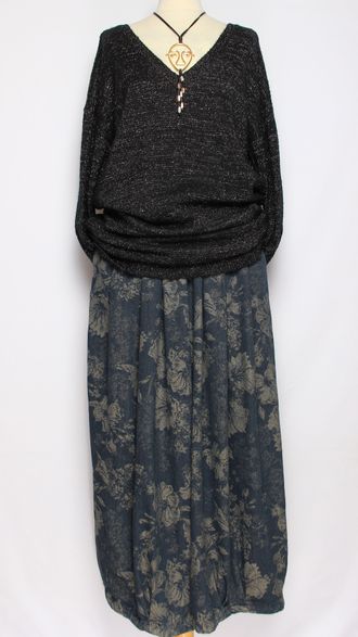 Джемпер удлиненный "ОТКРЫТЫЙ ВОРОТ ЛЮРЕКС" чёрный р.48-54