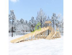 Зимняя деревянная горка "IgraGrad Snow Fox 12 м" две лестницы, без окраски фото