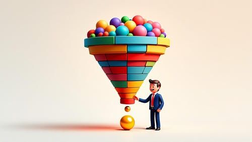 Схема воронки конверсии лендинга от первого экрана до заявки