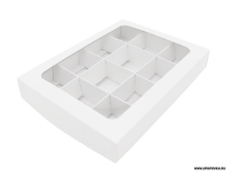 Коробка для конфет Белый 12 шт (195 х 145 х 30 мм) Крышка - Дно