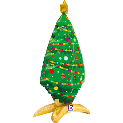 Шар 3D (32''/81 см) Фигура на подставке, Новогодняя елочка, Ярко-зеленый, 1 шт