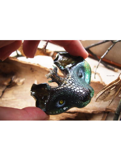 &quot;КотоВолк (Котовий ЛосеВолк) из рода котов-единорогов&quot; - брошь в лесном стиле