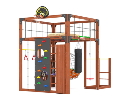 Детская площадка Савушка КУБ-1 (Махагон) с подушками и коконом