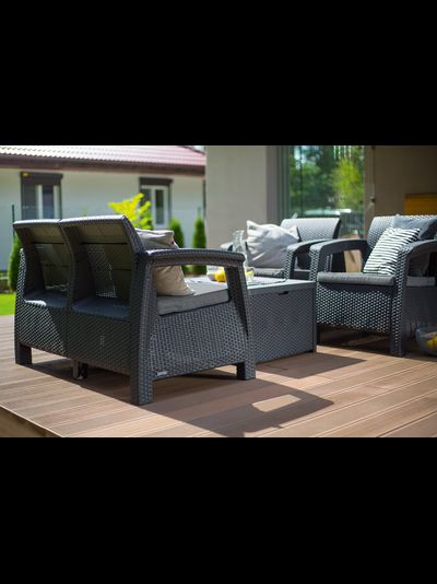 Комплект мебели Корфу со столиком-сундуком графит