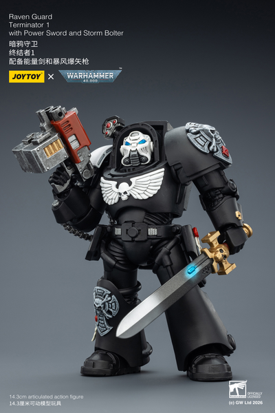 Терминатор Гвардии Ворона (Warhammer 40K) - КОЛЛЕКЦИОННАЯ ФИГУРКА 1/18 Raven Guard Terminator with Power Sword and Storm Bolter (JT03240) - JOYTOY