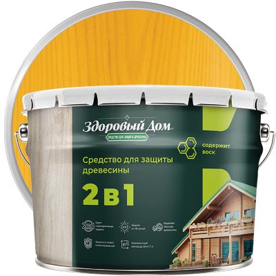 Антисептик лессирующий декоративный для дерева ЗДОРОВЫЙ ДОМ 2В1 Орегон 10 л