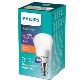 Лампа светодиодная Philips ESS LED Lustre 6.5-75W E14 827 P45ND